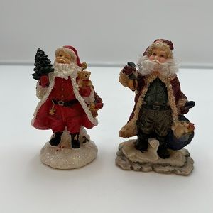 K's Collection Santa Figurine Pair Christmas Resin Holiday Decor
